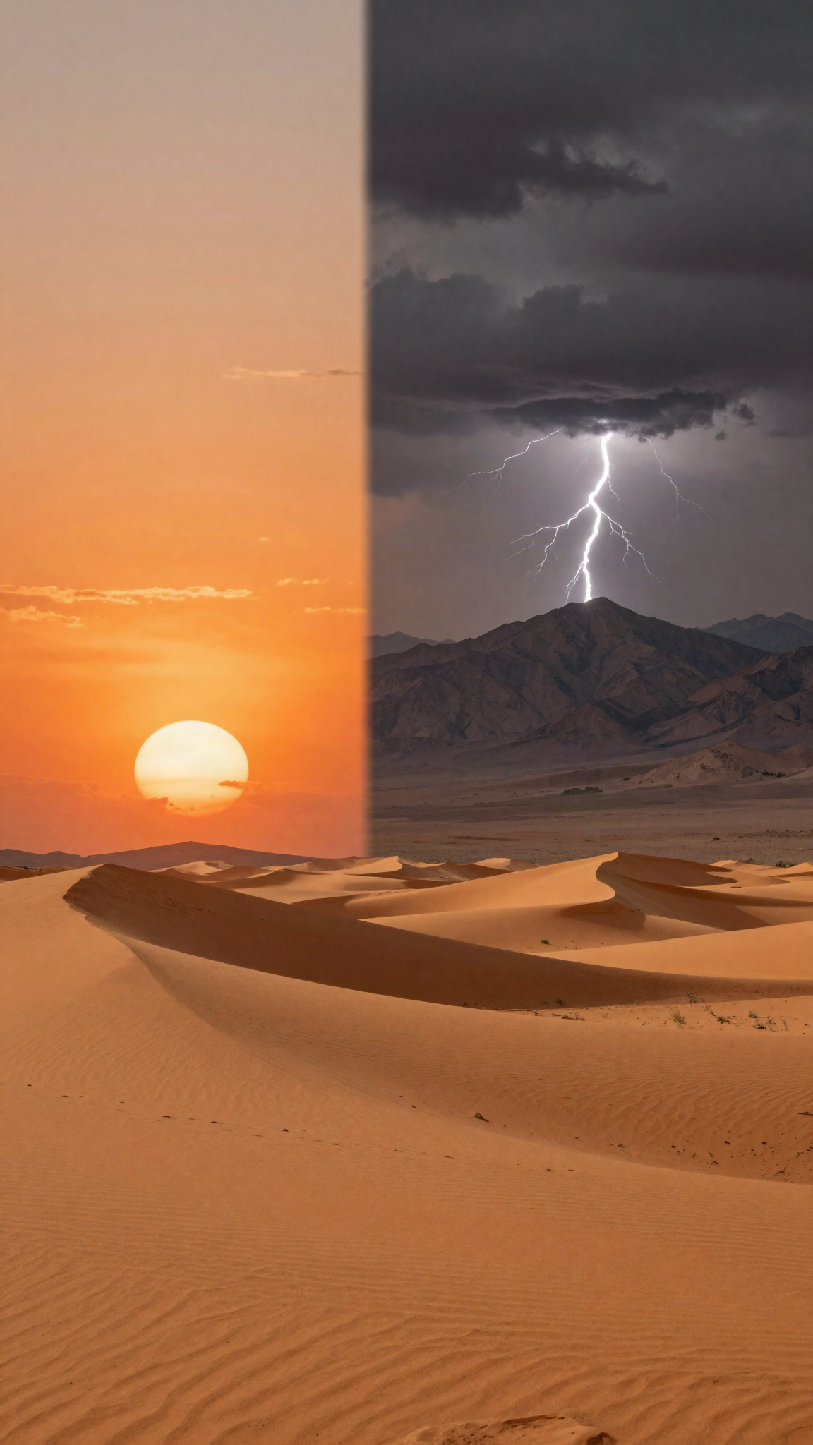 Soleil brûlant et orage sur les montagnes