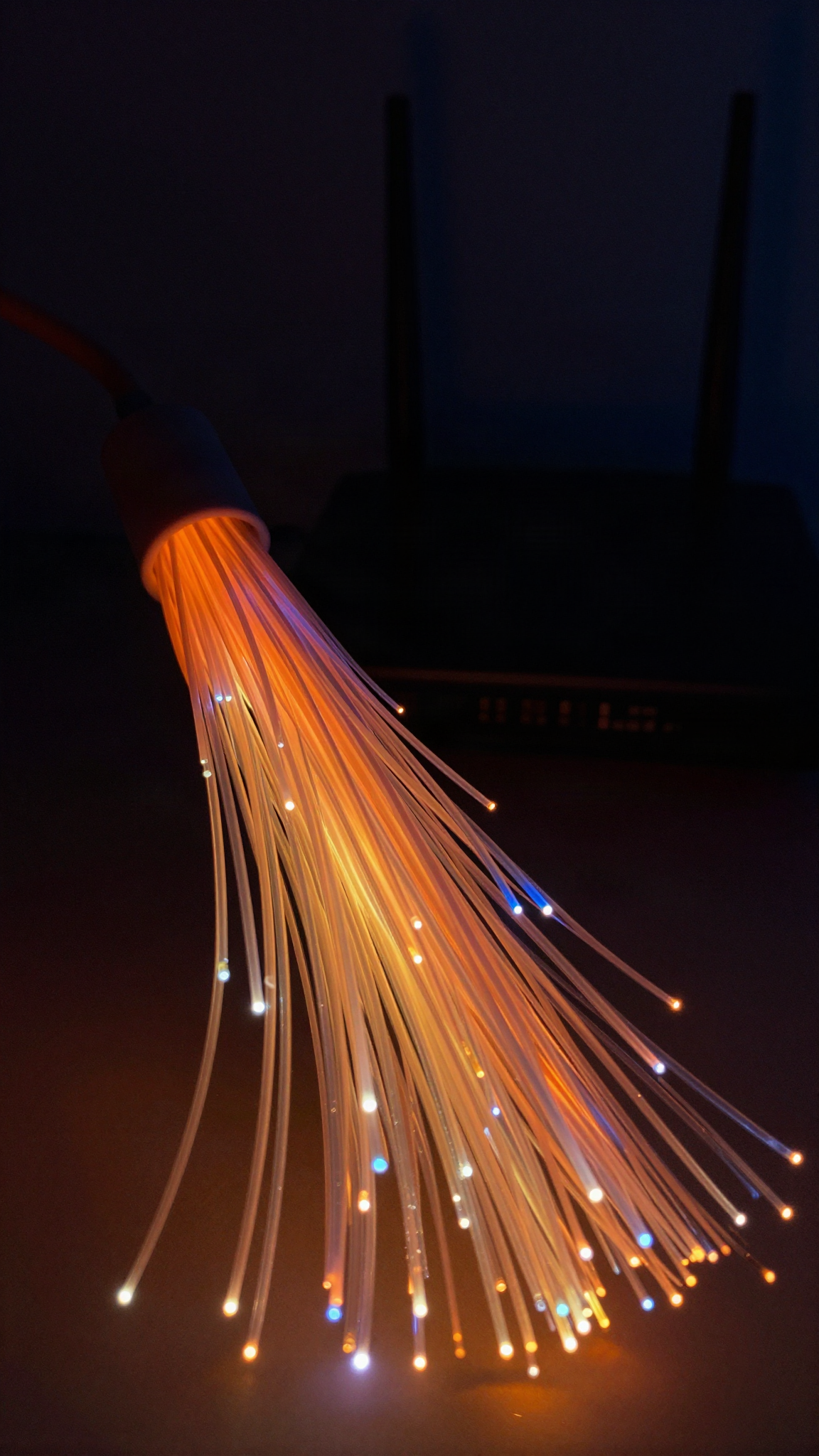 Fils de fibre optique lumineux, illustration