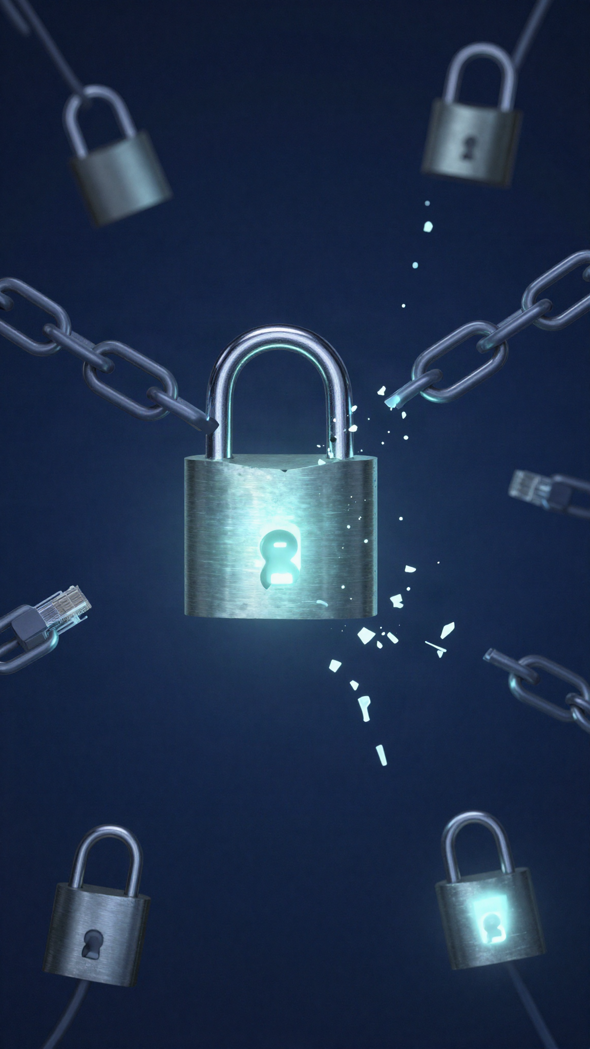 Cadenas numériques ouverts, illustration de piratage