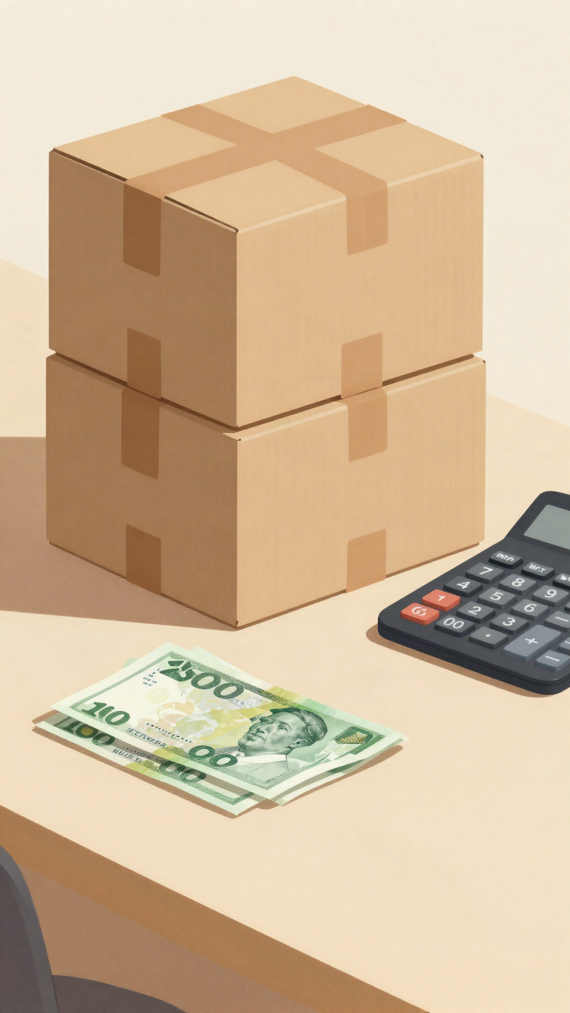 Colis de livraison et billets, illustration