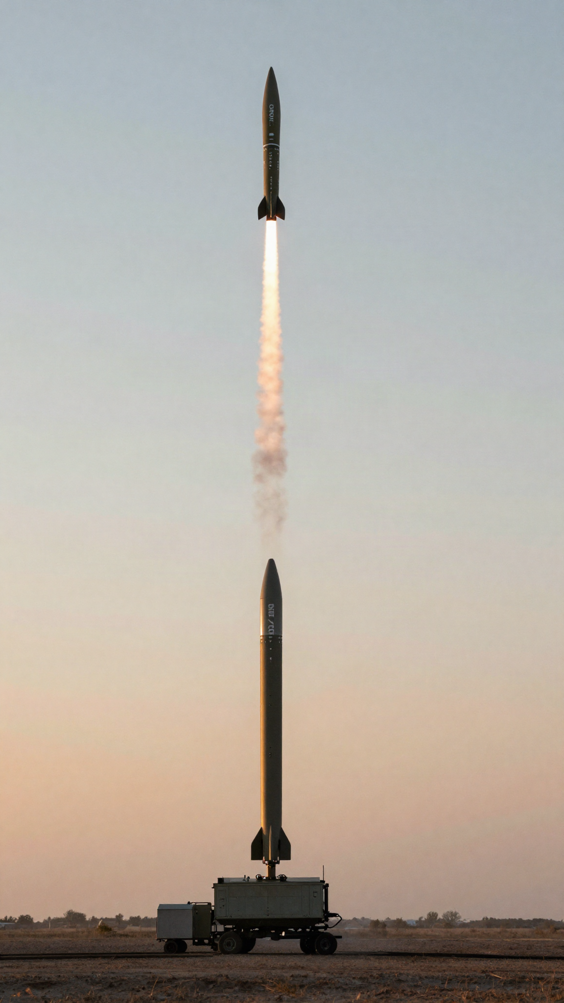 Tir d'un missile balistique depuis un lanceur au sol, illustration