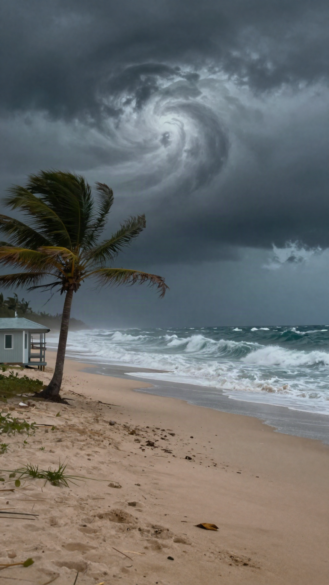 Illustration d'un ouragan approchant une côte