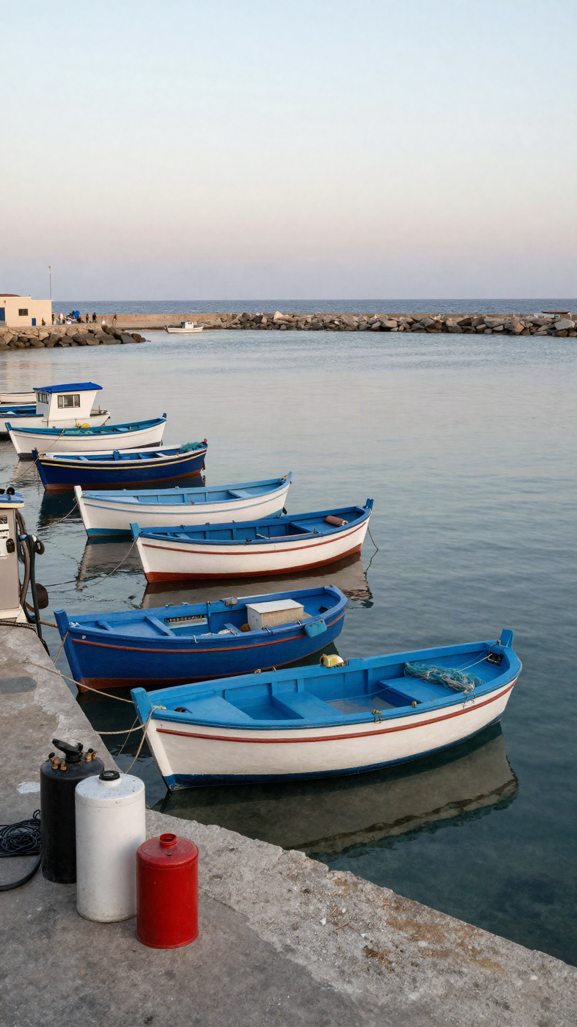 Illustration : des barques de pêche amarrées dans un port de Méditerranée