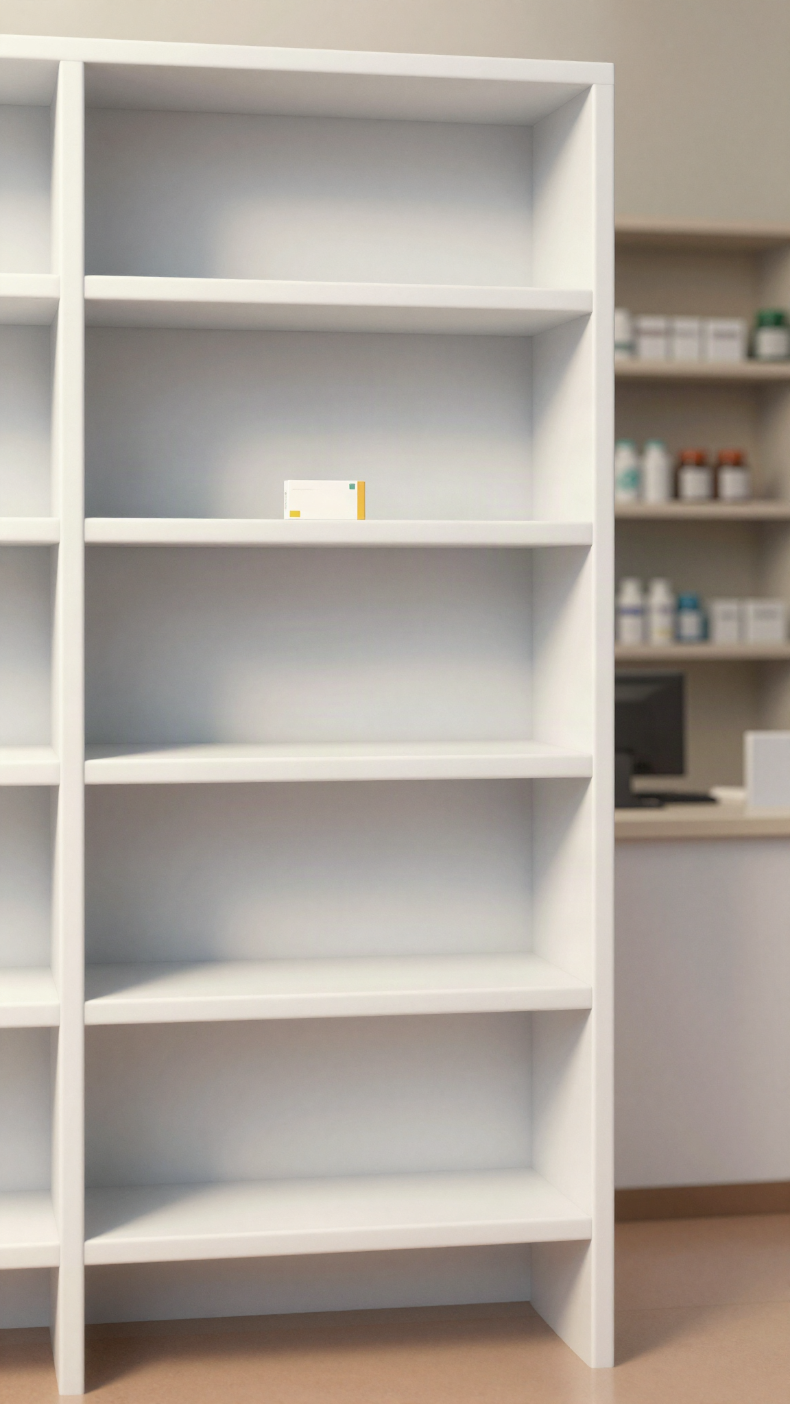 Illustration : une étagère de pharmacie presque vide