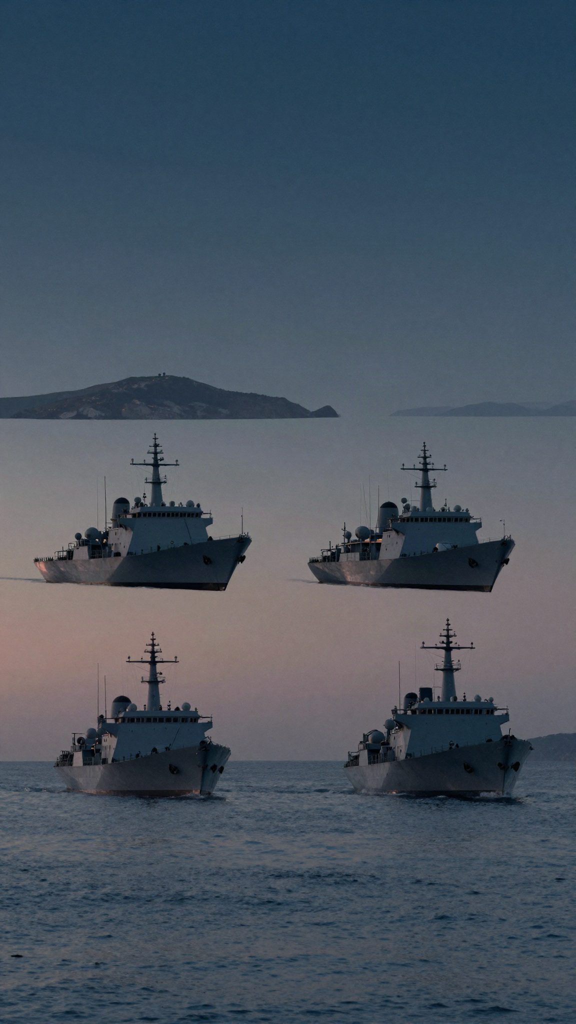 Illustration : deux navires de guerre face à face en mer Égée