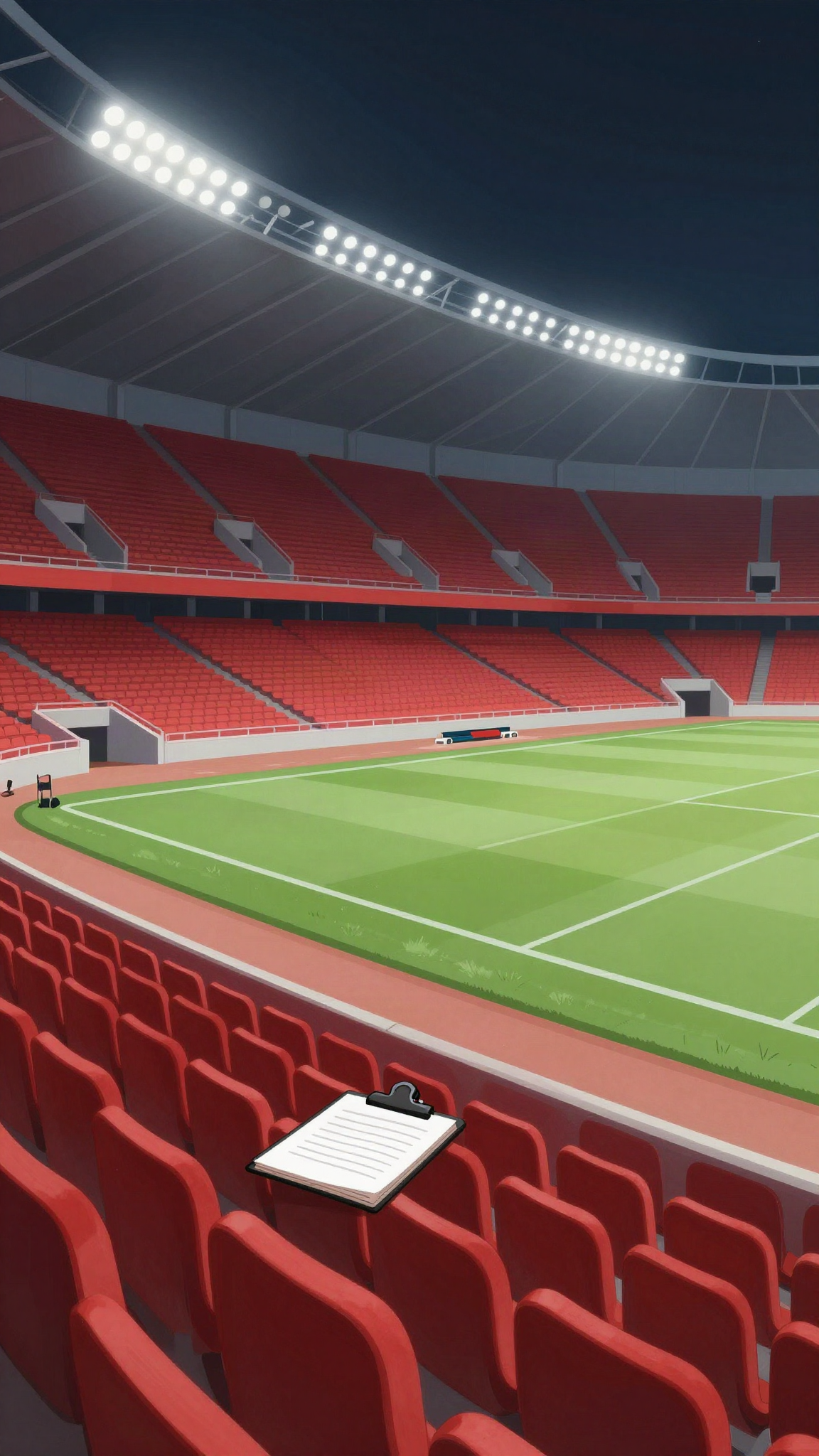 Stade vide de nuit sous les projecteurs