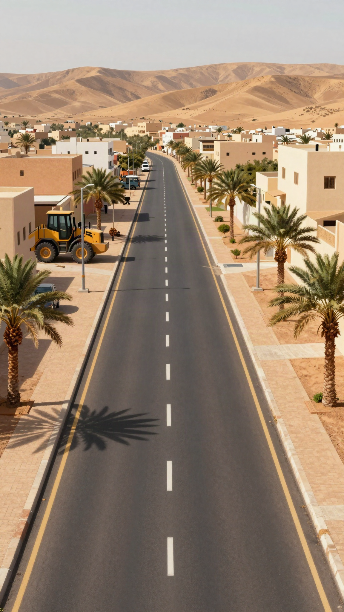 Illustration d'une route en travaux dans une petite ville du Souss
