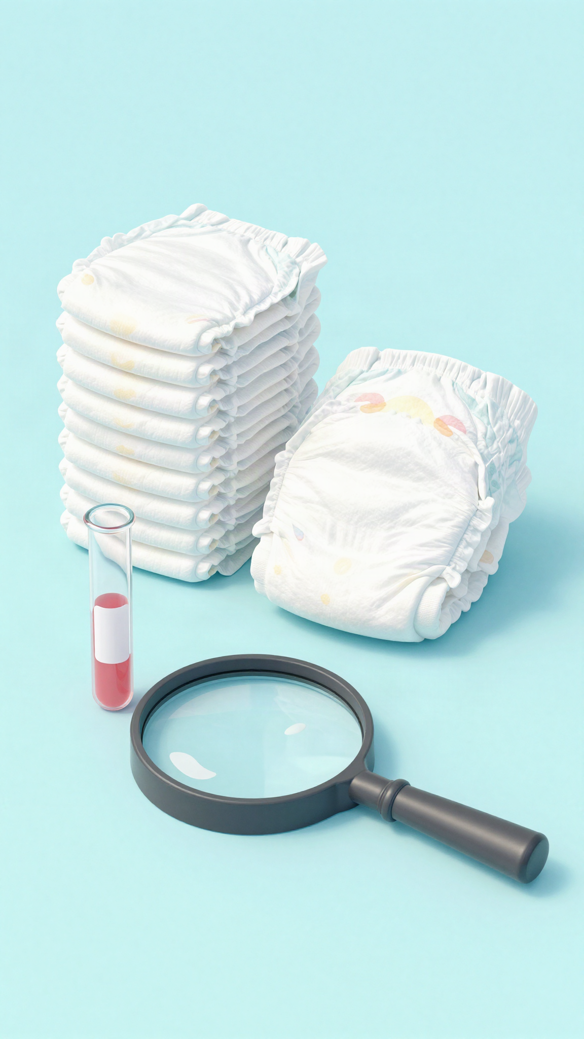 Couches pour bébés et tube de laboratoire, illustration