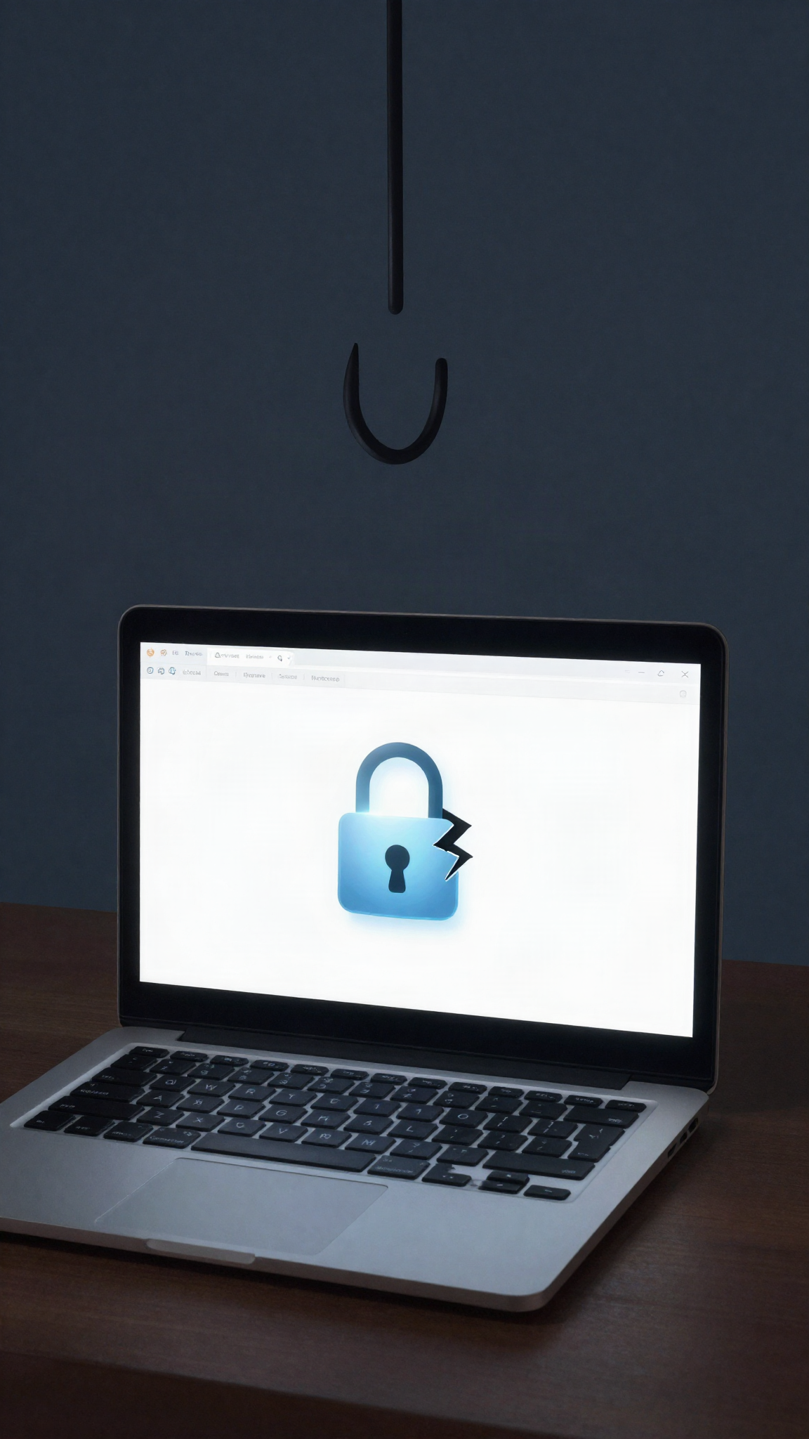 Un ordinateur portable et un cadenas ouvert, illustration