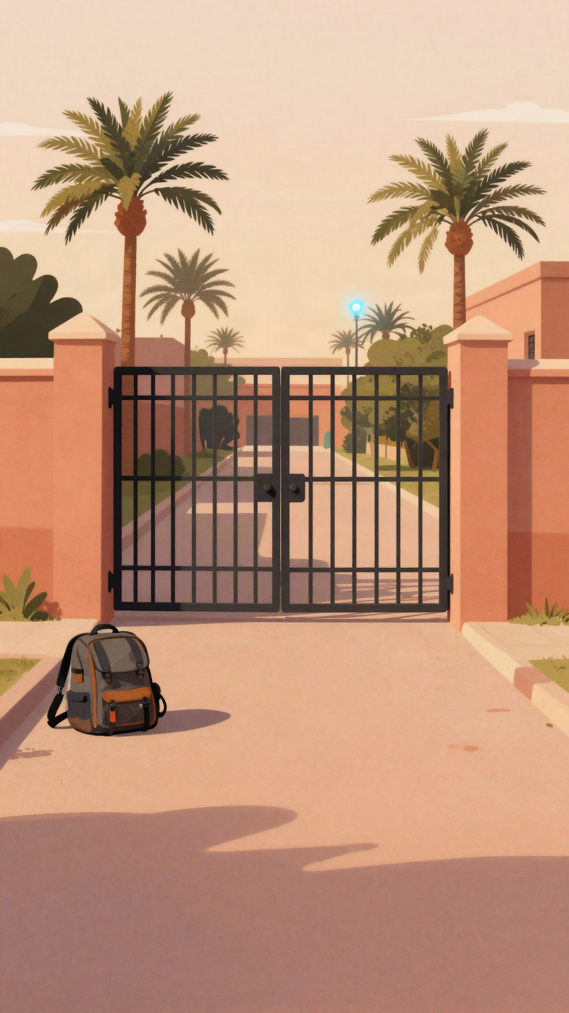 Illustration : le portail fermé d'une école à Marrakech