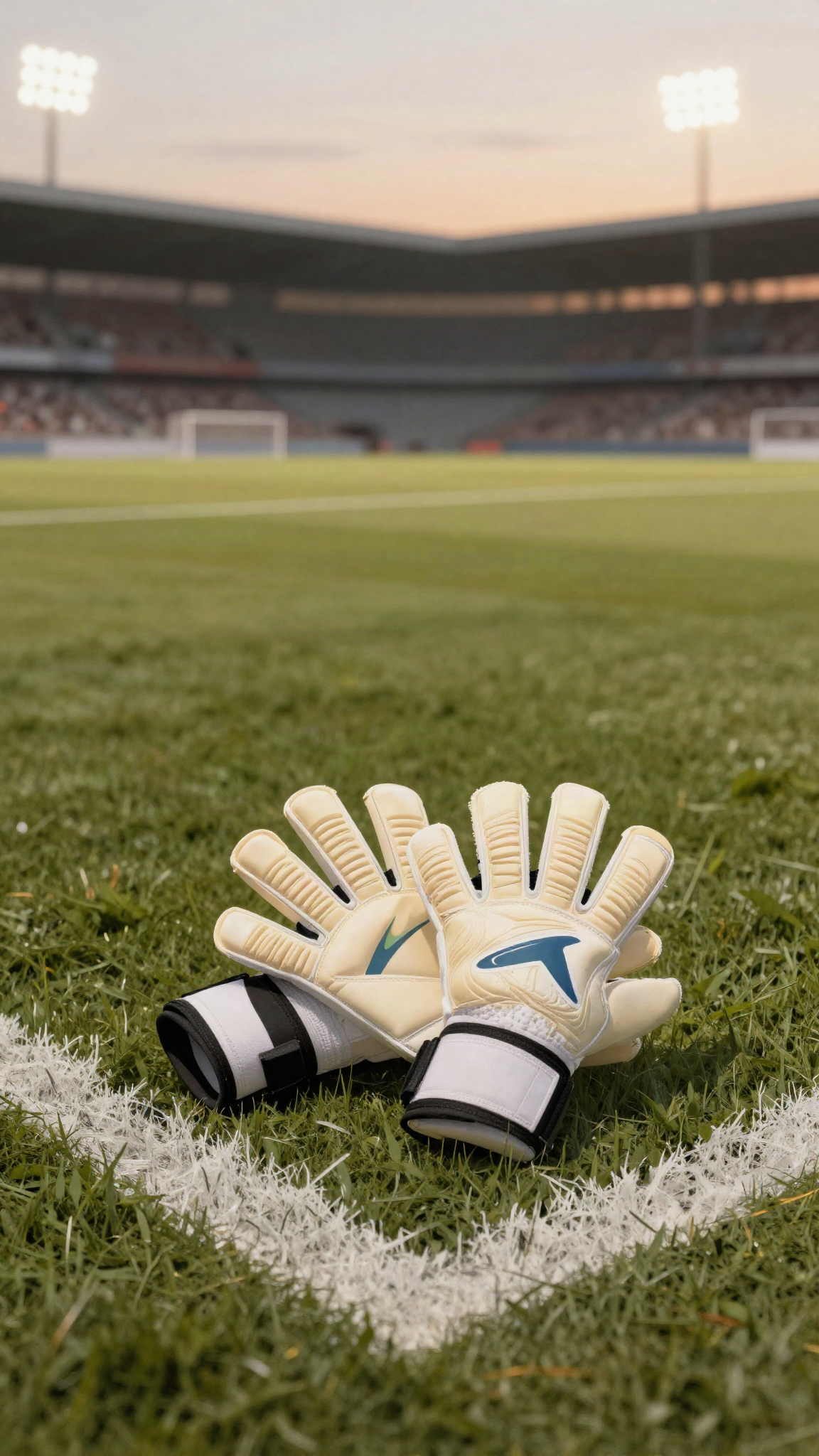 Des gants de gardien posés sur une pelouse, illustration
