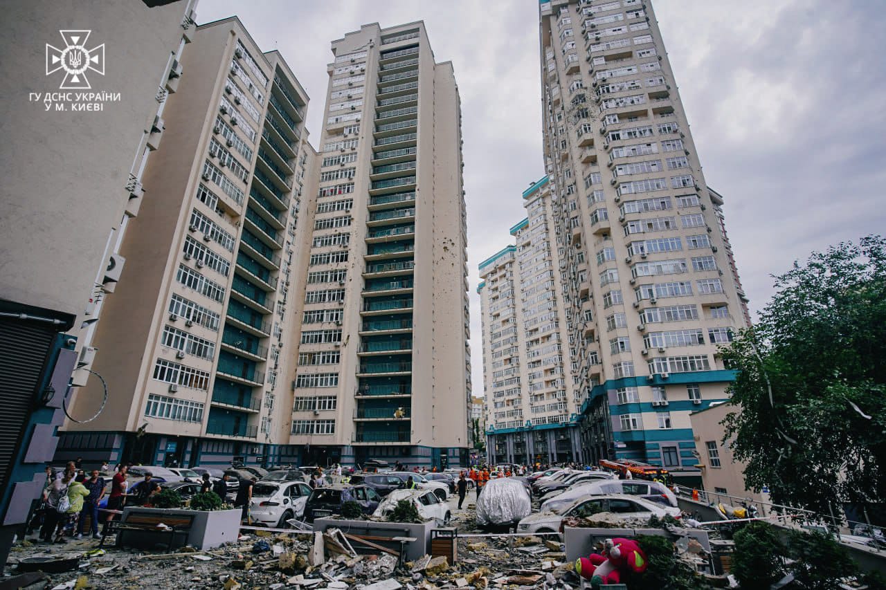 Immeuble de Kyiv touché par un missile russe (juin 2023)