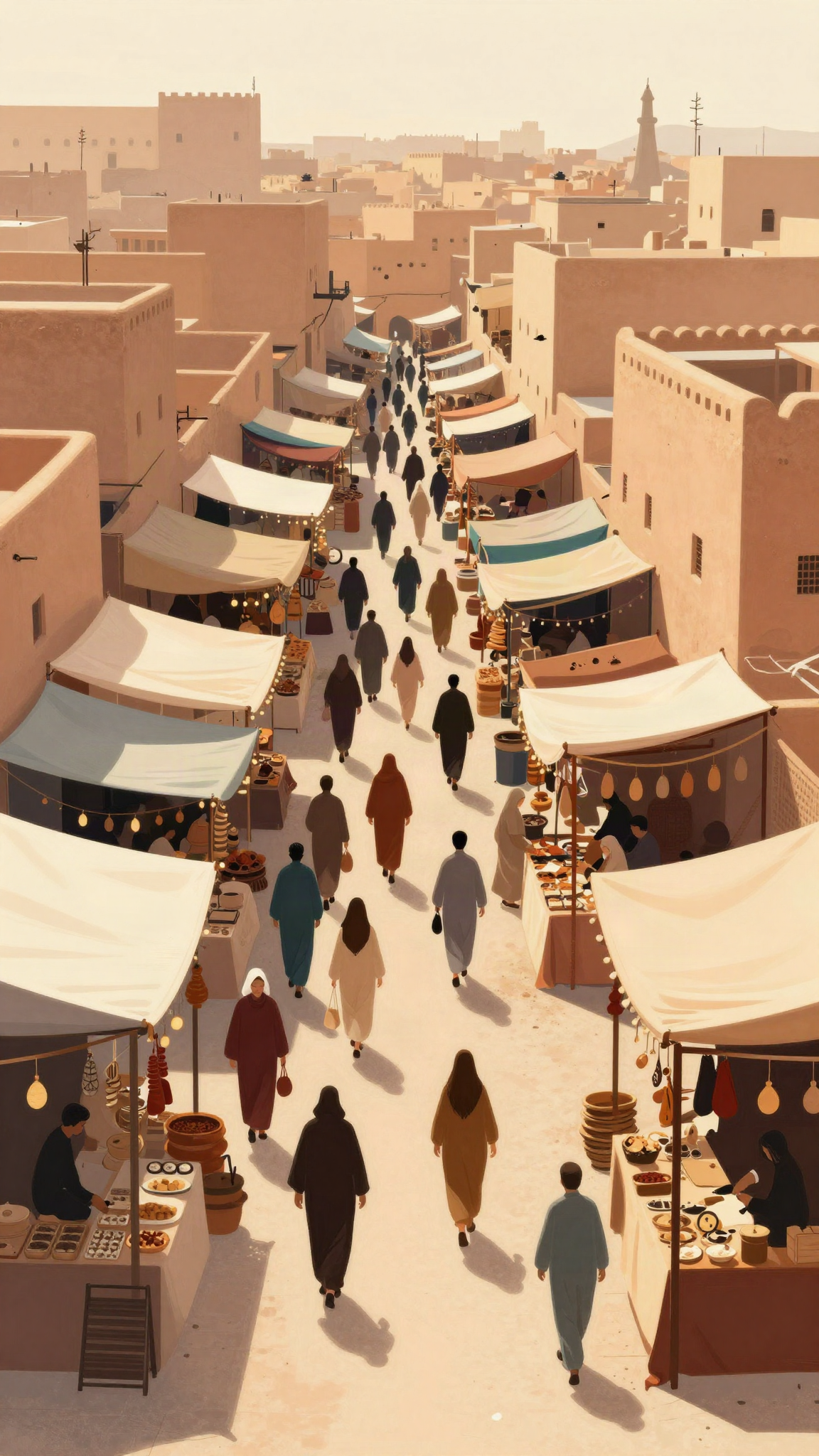 Illustration : marché populaire en plein air