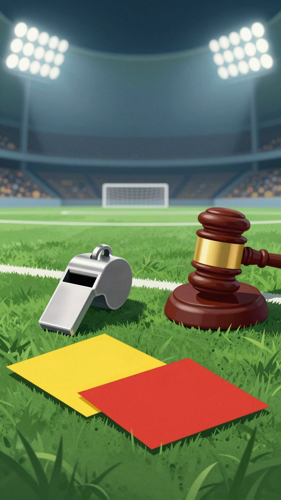 Illustration d'un sifflet d'arbitre et de cartons
