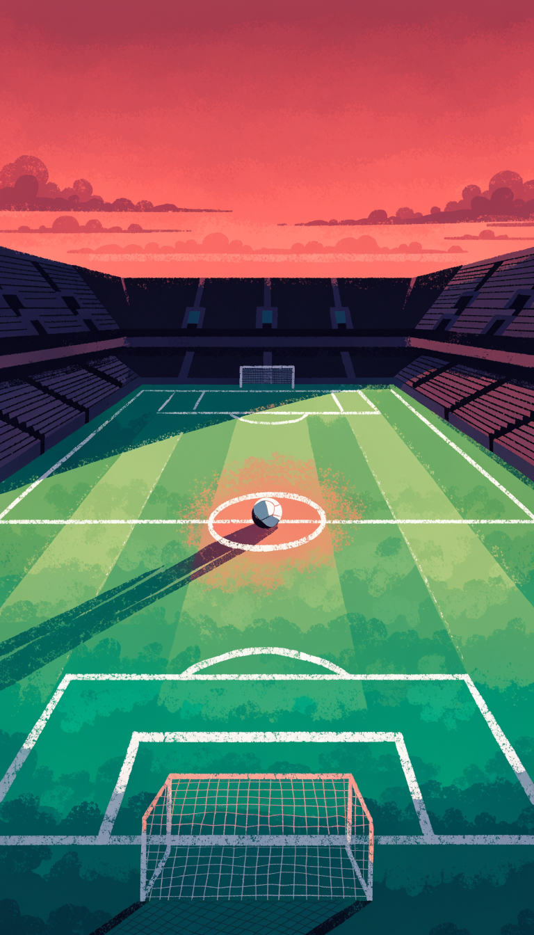 Un terrain de football vide au crépuscule, illustration