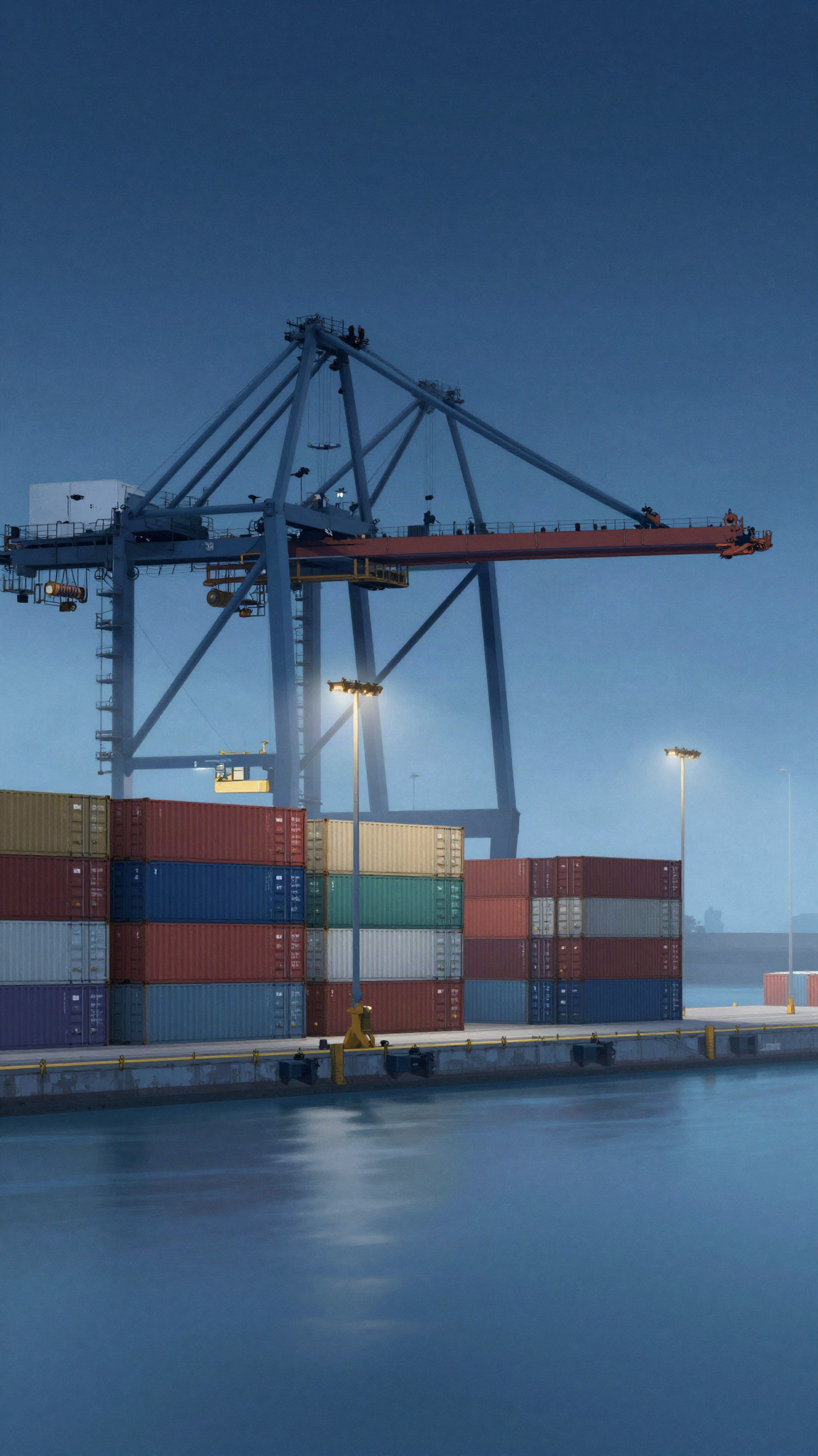 Illustration d'un port à conteneurs la nuit