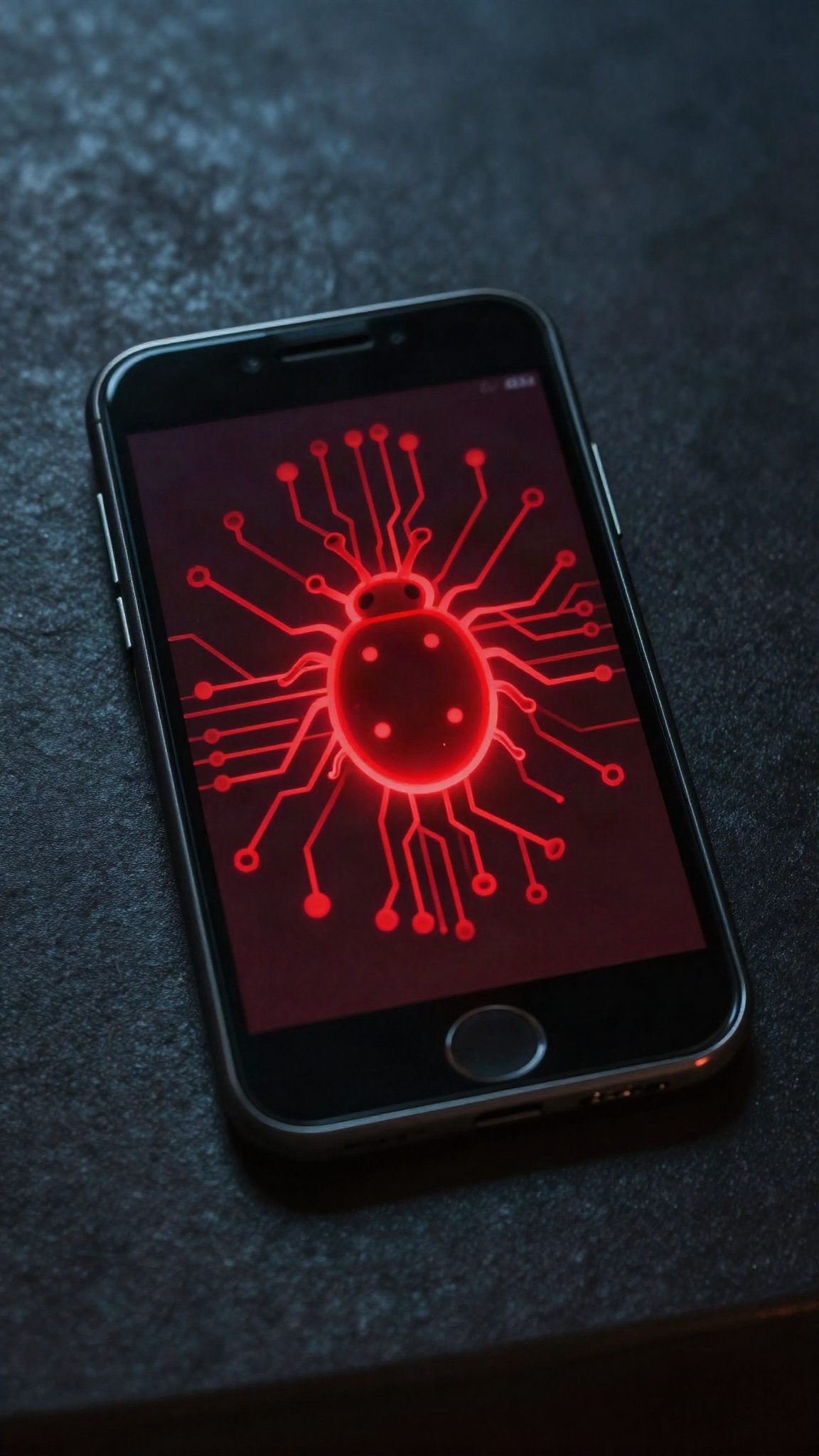 Smartphone avec un logiciel malveillant caché, illustration