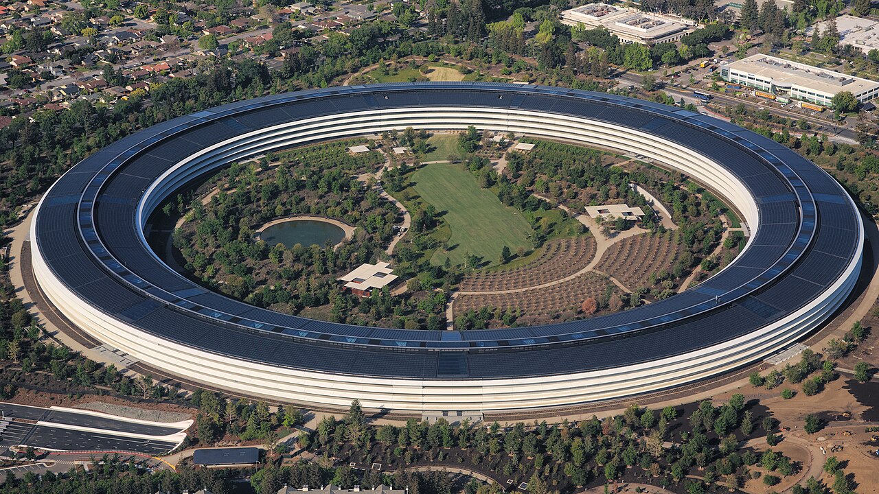 Apple Park, le siège d'Apple à Cupertino, vu du ciel