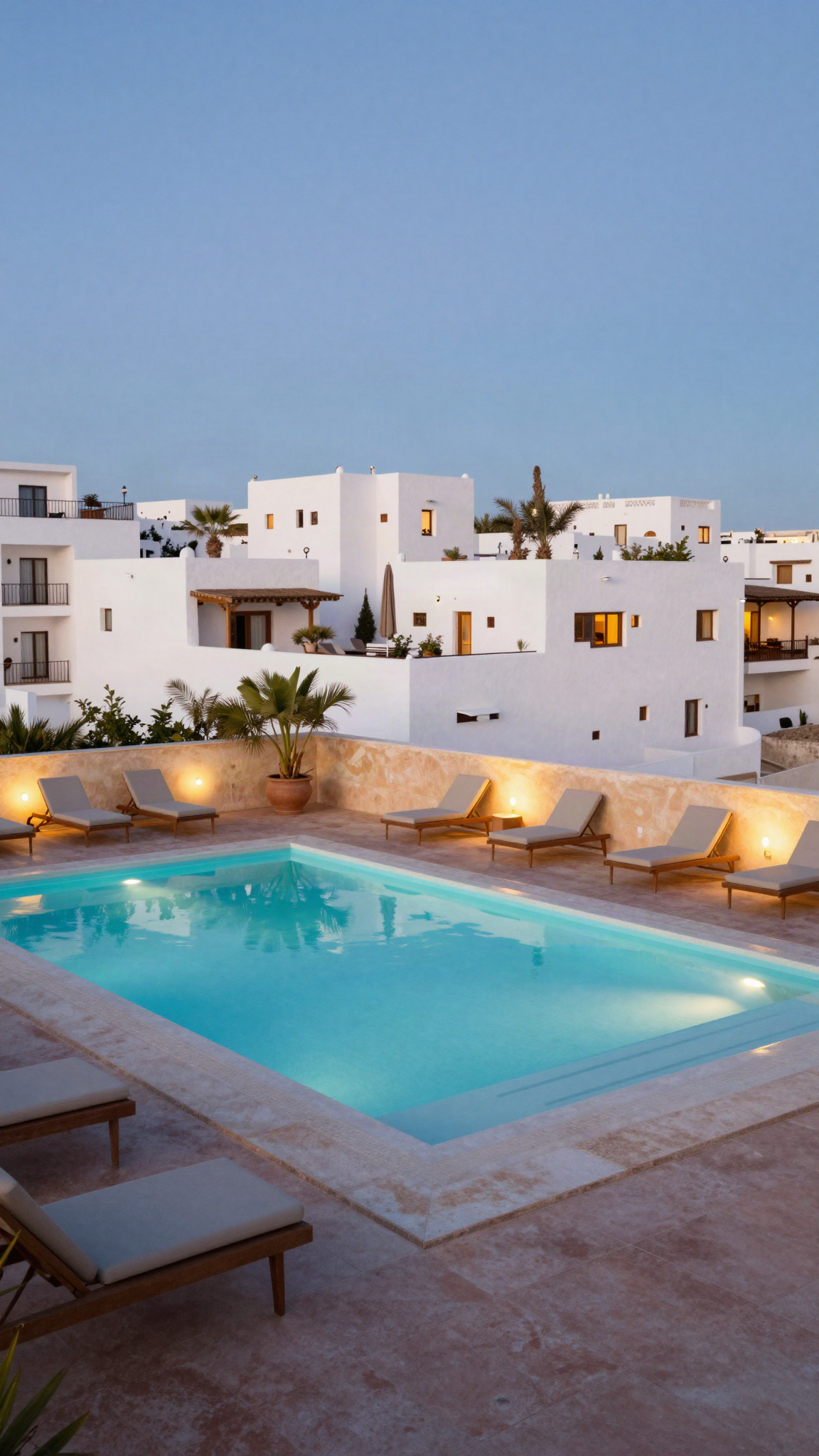 Illustration : piscine sur le toit d'un hôtel face à Casablanca