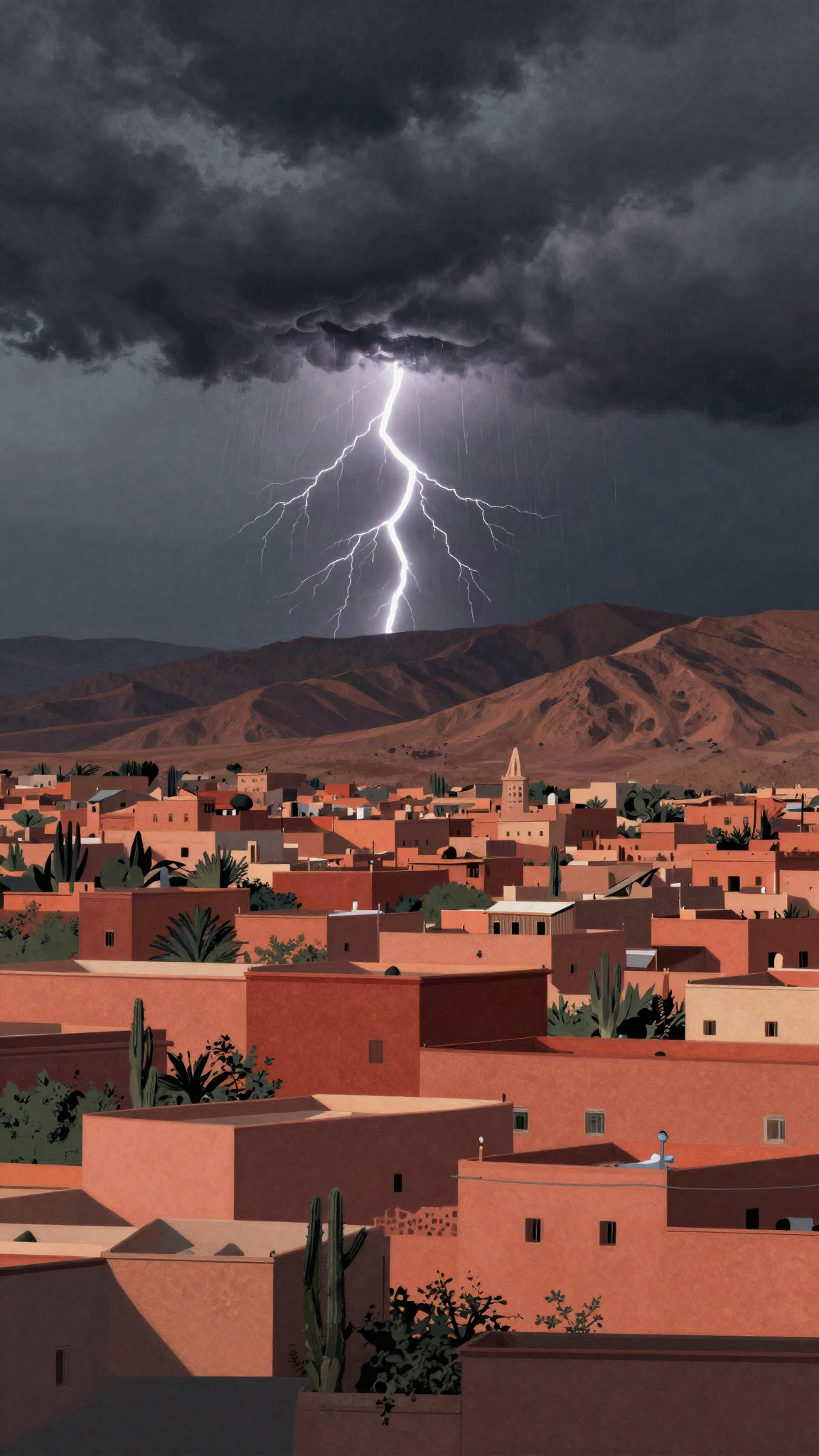 Orage et grêle sur l'Atlas, illustration