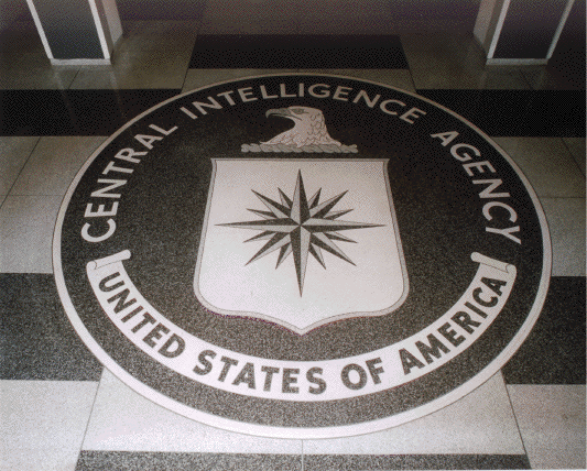 Le sceau de la CIA au sol de son siège