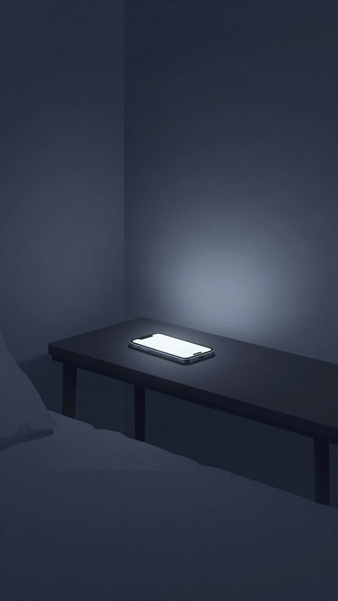 Illustration : un téléphone allumé dans une chambre sombre