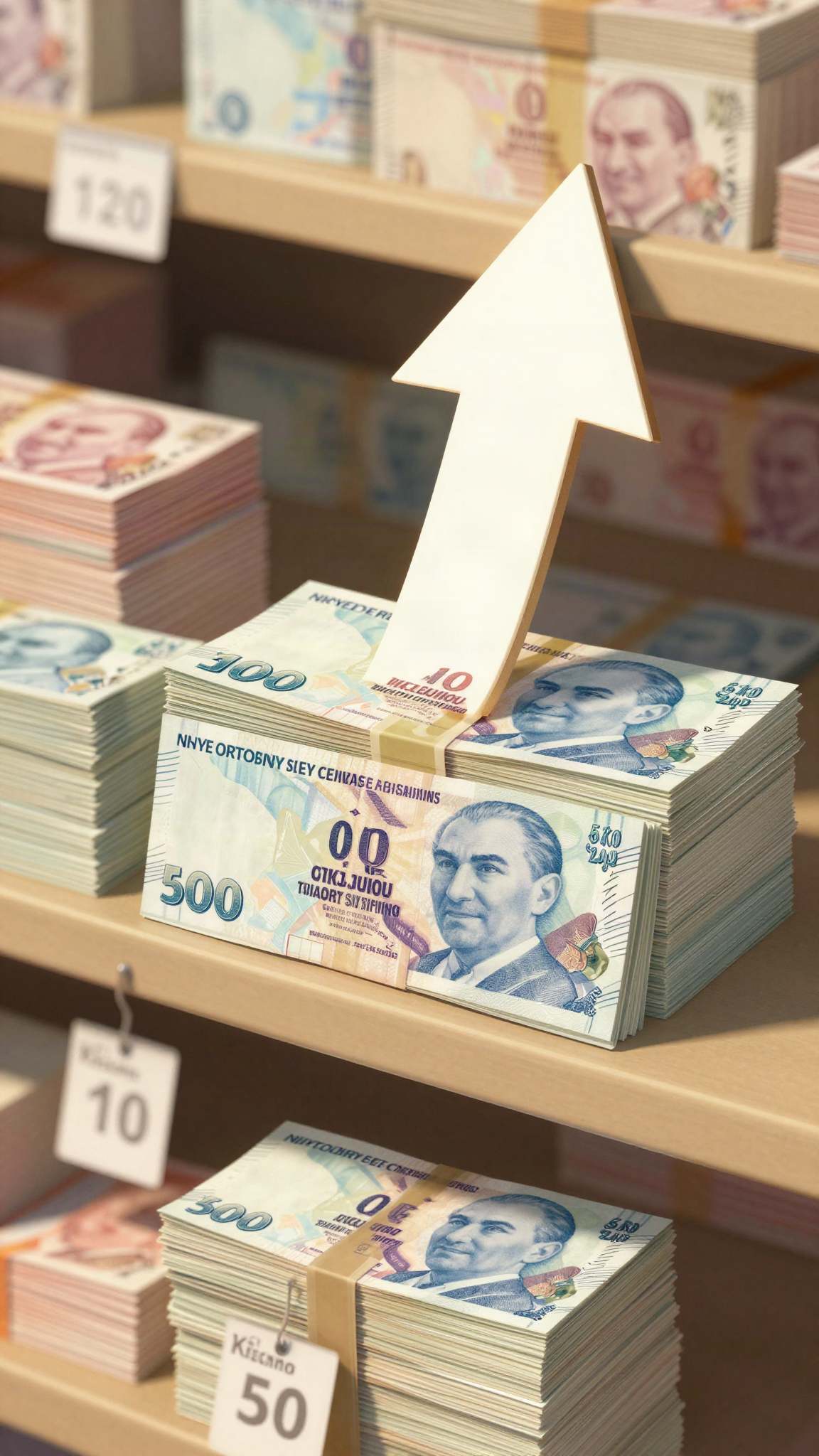 Illustration de billets et de prix en hausse
