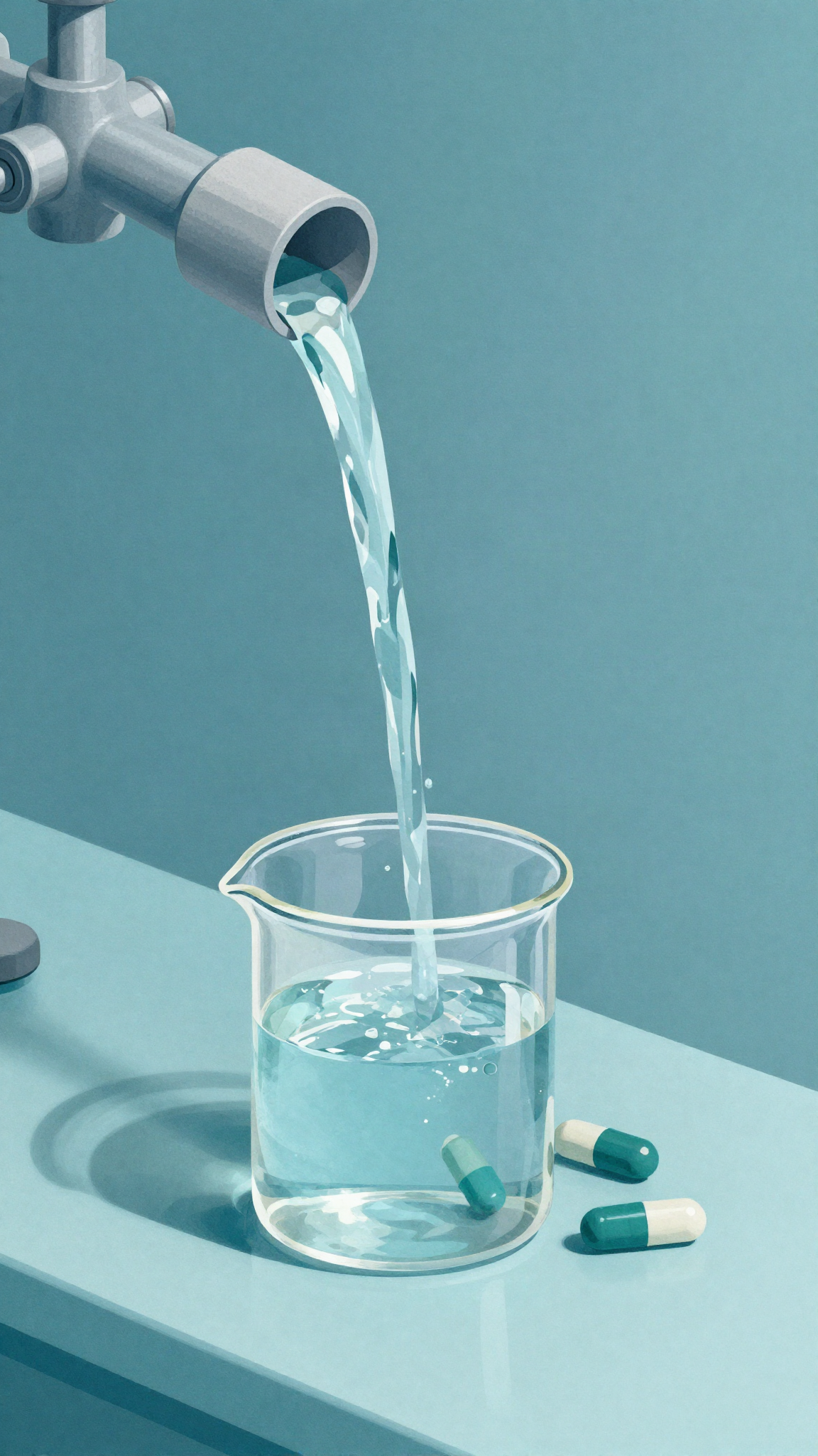 Illustration : eau de puits et fiole de laboratoire