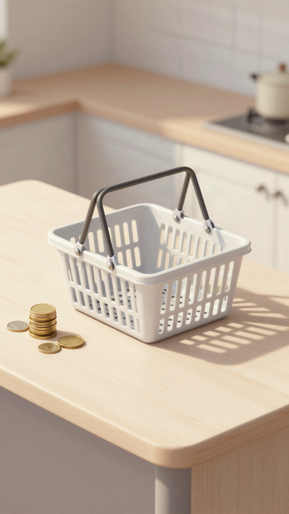 Panier vide sur une table de cuisine, illustration